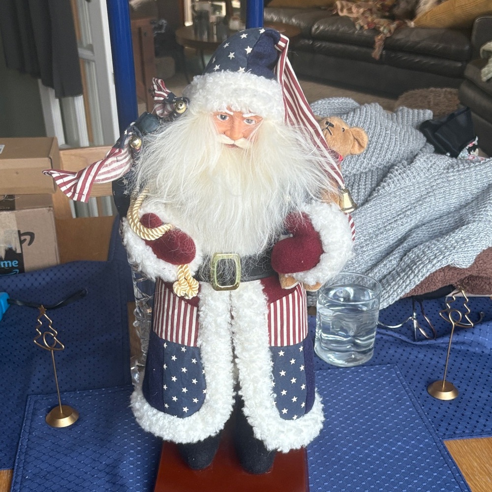 Patriotic Santa Claus Holiday Figurine 18”tall